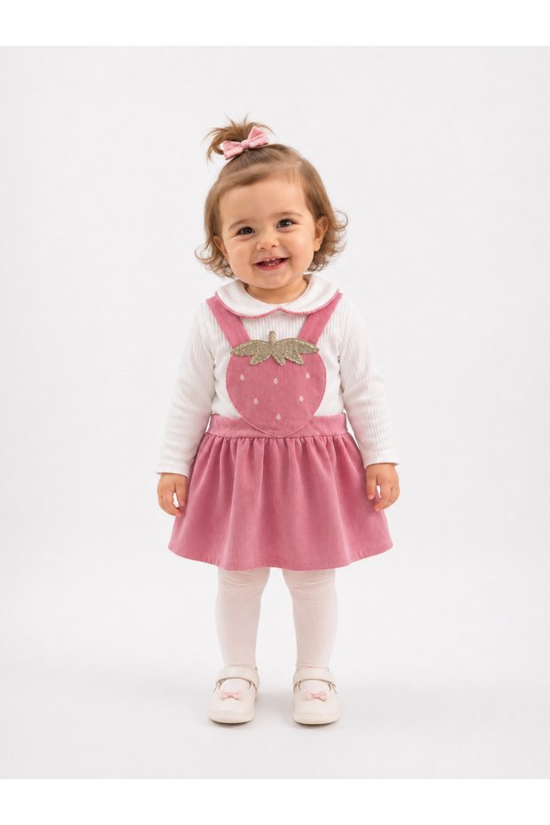 Baby Girl Strawberry Figured Salopet Seasonal Dress