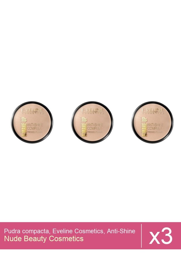 Set 3x Pudra compacta, Eveline Cosmetics, Anti-Shine Complex, 32 , 14g