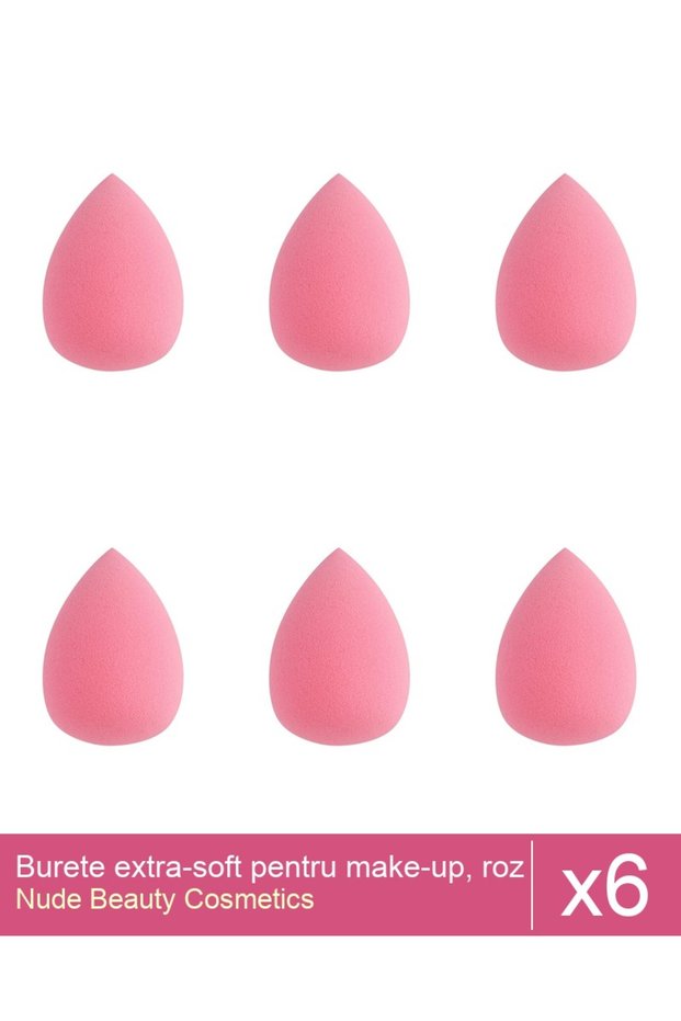 Set 6x Burete extra-soft pentru make-up, roz