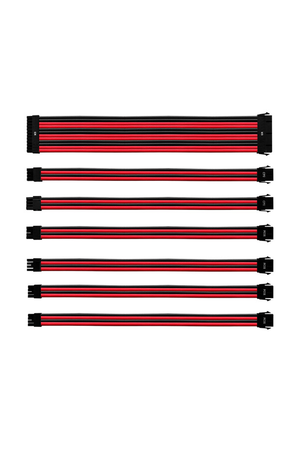 طقم كابل تمديد PVC PSU بطول 30 سم - أسود وأحمر