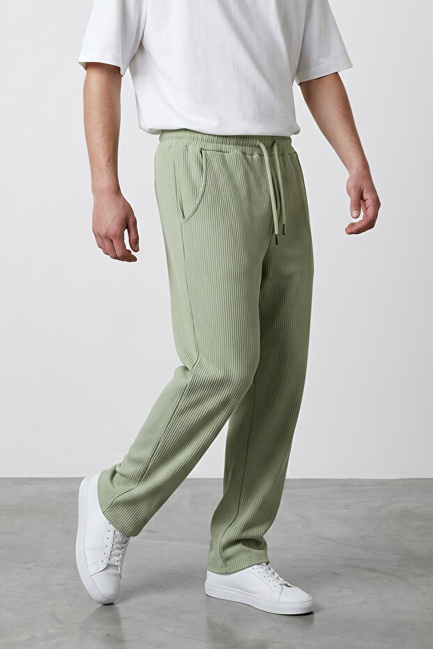 Men's Mint Green Oversize Ottoman Fabric Trousers