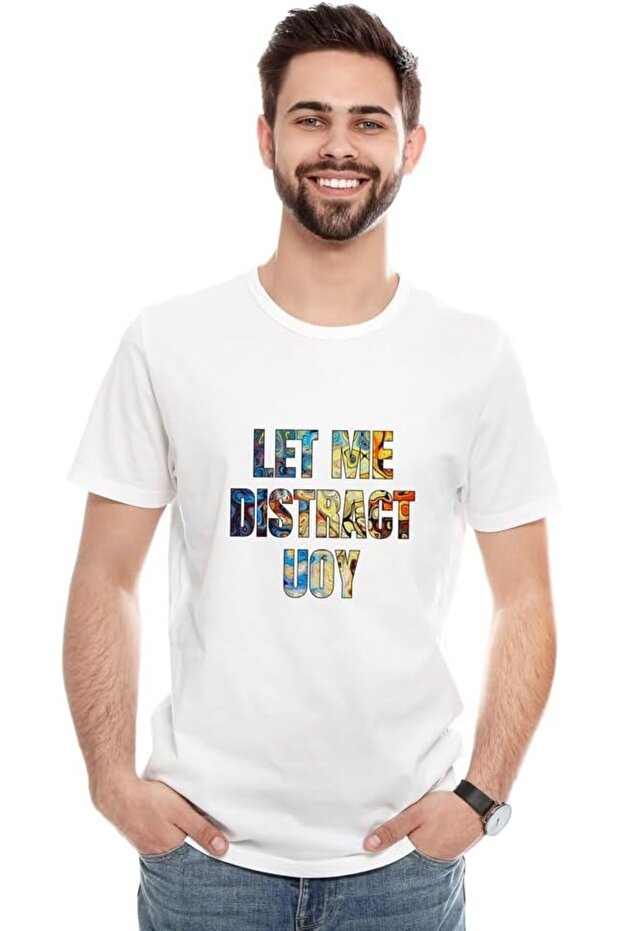 Unisex Printed Design T-Shirt (Don't Let Me Distract You)| Round Neck - Regular Fit T-shirt