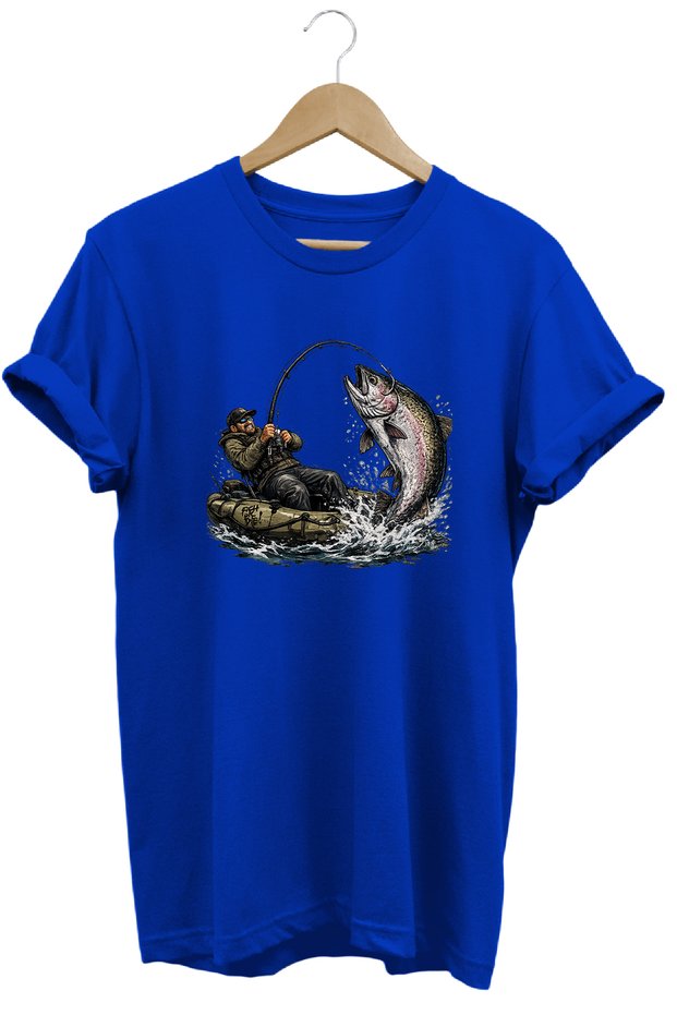 Sporty Fishing and Fishing Rod Printed Nature T-Shirt Outdoor Camping Wear