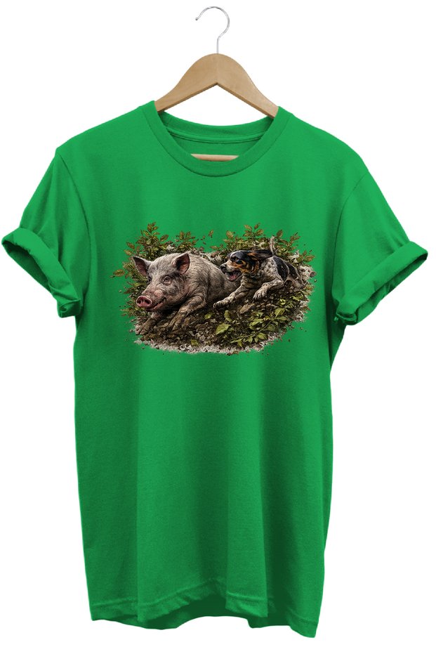 Boar and Trail Dog Printed Off-Road T-Shirt Outdoor Clothing