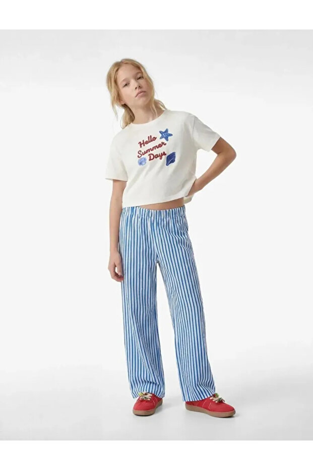 Sequin Sequined Crew Neck Short Sleeve Cotton T-Shirt
