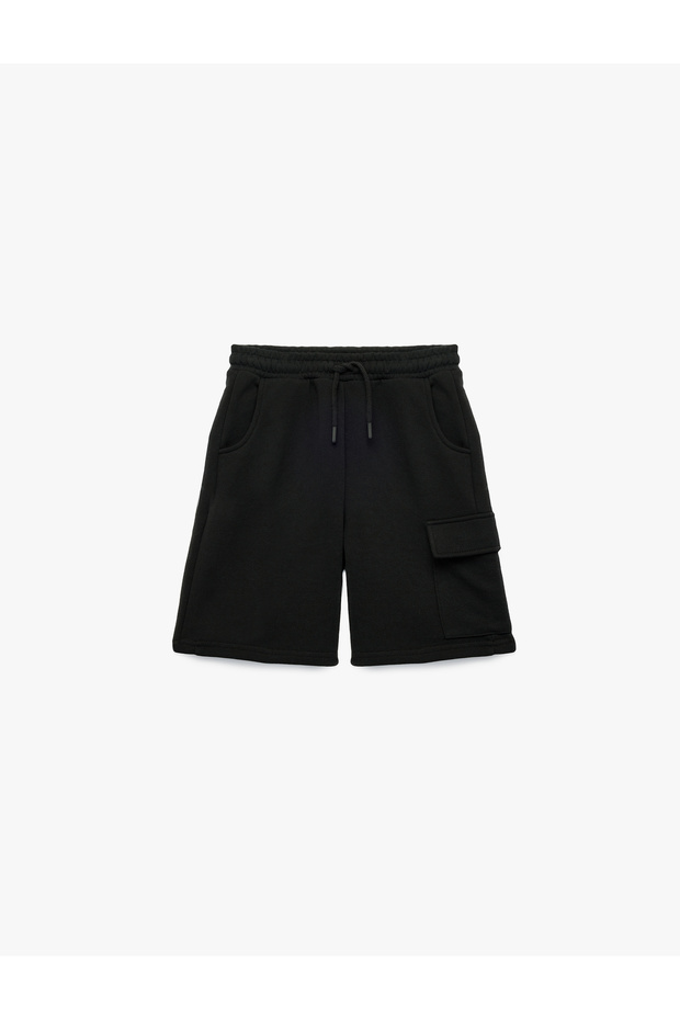 Elastic Waist Pocket Detailed Cotton Basic Shorts