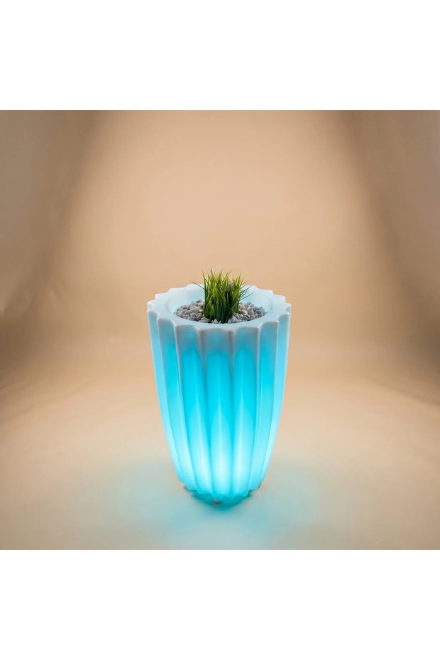 مركن زرع مودرن مع إضاءة RGB مقاس وسط 57 × 41 سم بلاستيك LLDPE سعة 25 لتر