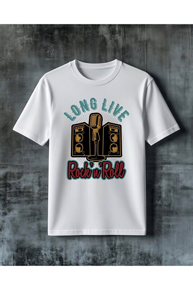 Long Live Rock Roll Printed Oversize T-Shirt