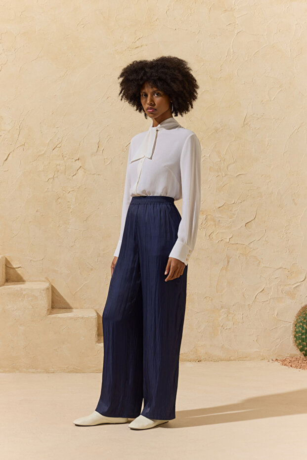 Navy Blue Flowy Pants - 2