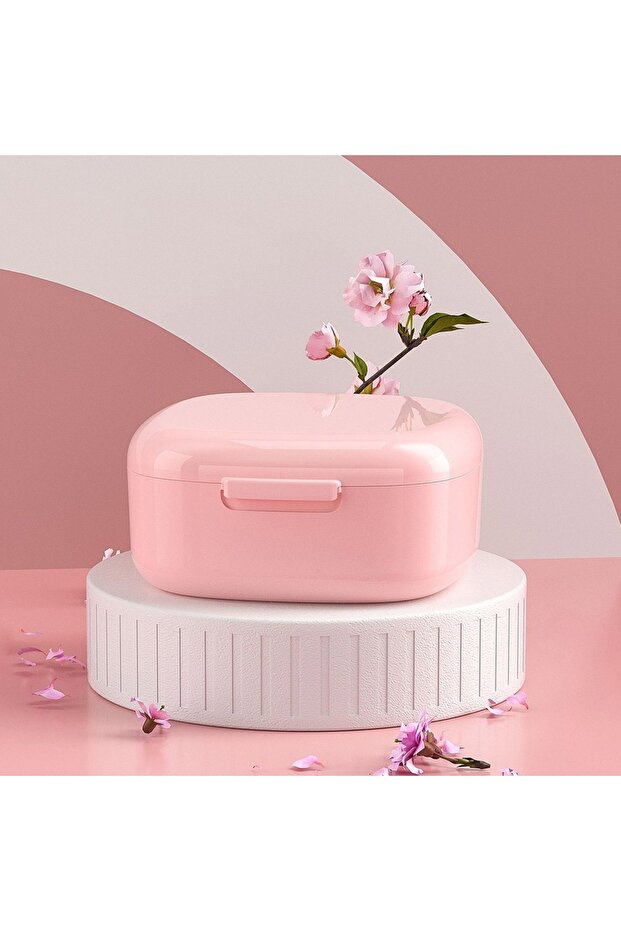 Pink Portable Denture Storage Box Orthodontic Retainer Dustproof Braces Cleaning Boxes Sealed Cleani
