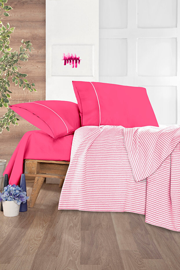طقم كوزي بايك مزدوج باللون الوردي 200*230 سم
