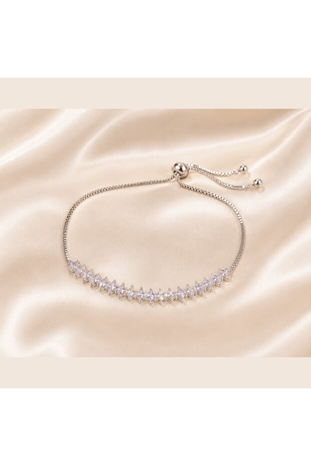 Zircon Stone Shuttle Model Steel Elevator Bracelet Gold Rhodium Plated Minimal Tarnish Resistant