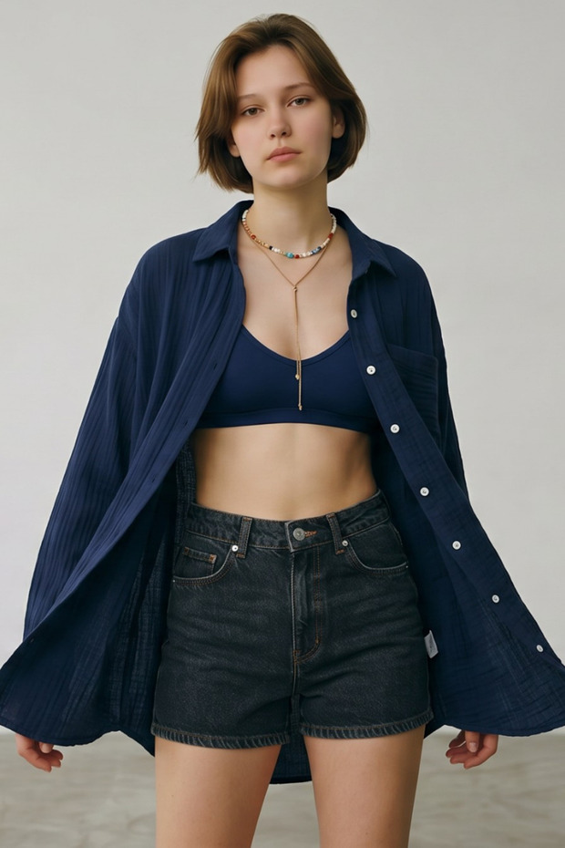 Women's Oversize Long Sleeve Shirt 100% Cotton