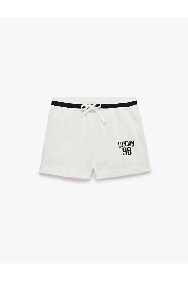 Regular Fit Pocketed, Belted, Printed Cotton Mini Shorts