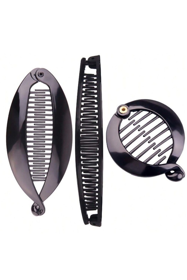 Style 1 3Pcs/Set Fish Shape Hair Claws Clips Ponytail Holder for Women Girls Banana Clips Crabs Blac