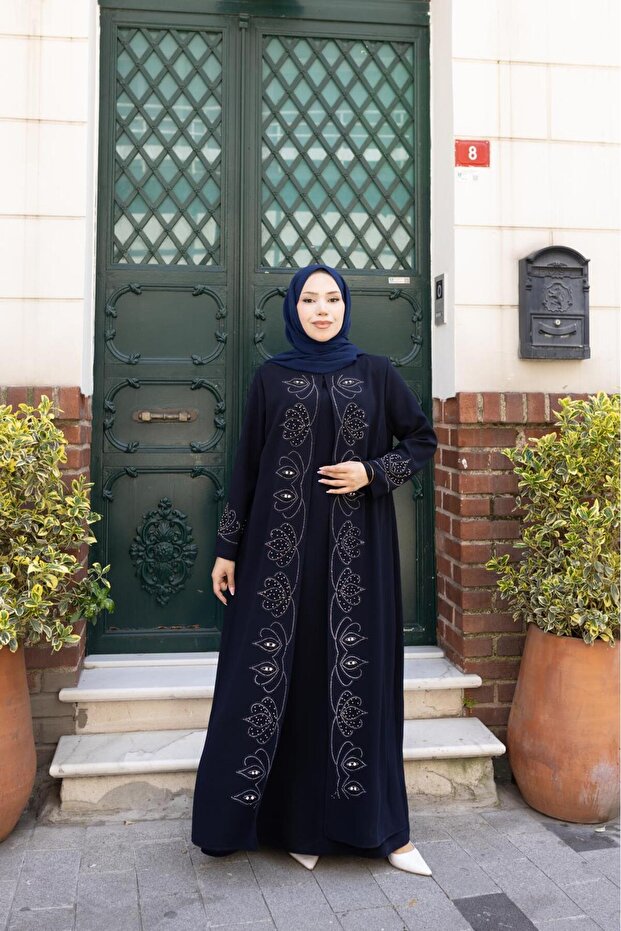Plus Size Sarmaşik Stone-Embellished Mother Dress