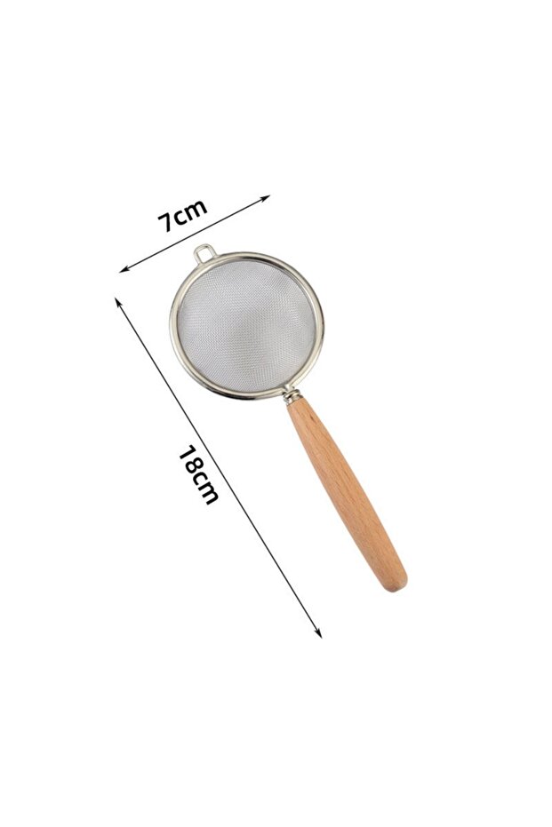 1pc S 1/3pcs Stainless Steel Colander with Wooden Long Handle Hanging Ear Kitchen Strainer Filter Fi