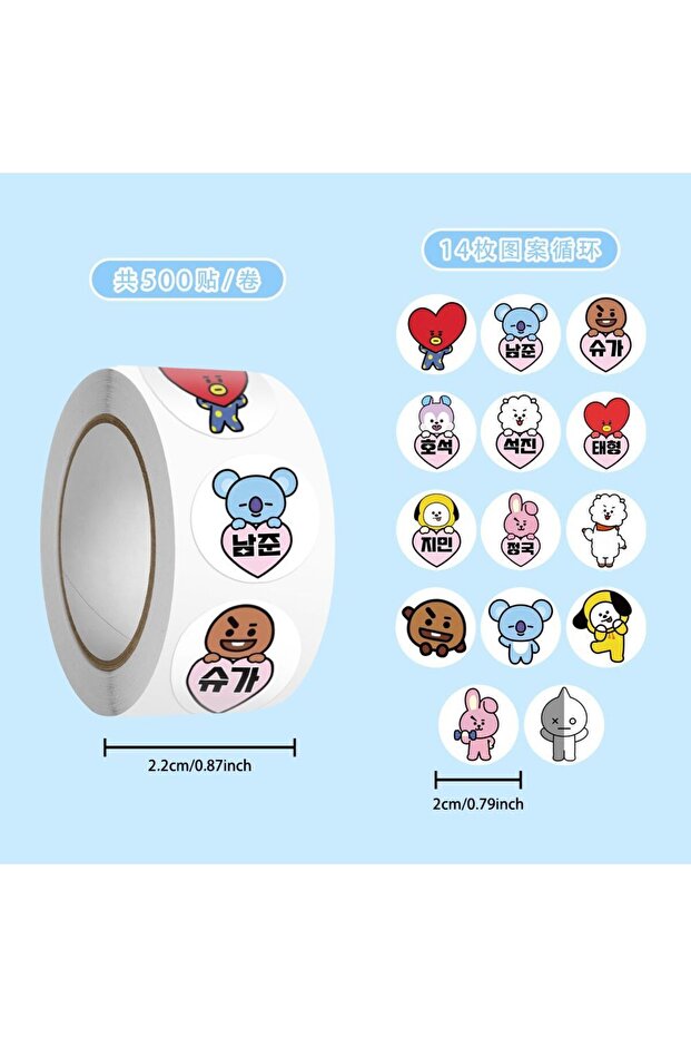 500 قطعة من ملصقات BT21 الشهيرة، دمى كرتونية، زينة لطيفة، ملصقات إضافية، ملصقات DIY