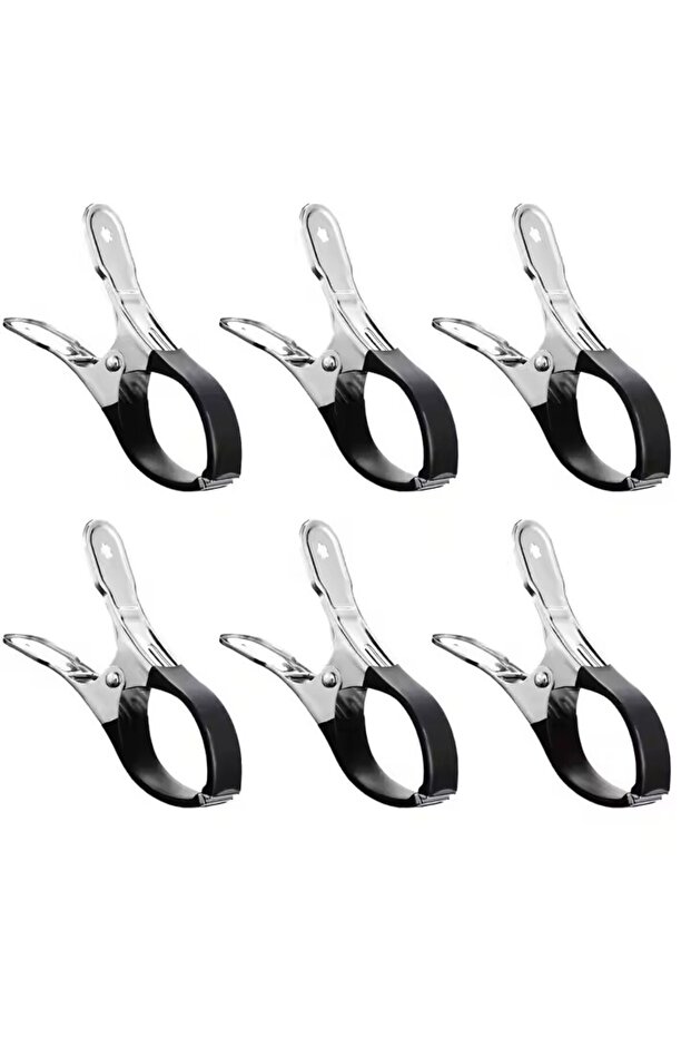 6PCS Black 6 Pieces Durable Stainless Steel Pool Cover Clips with Blue Plastic Handles - Heavy Duty