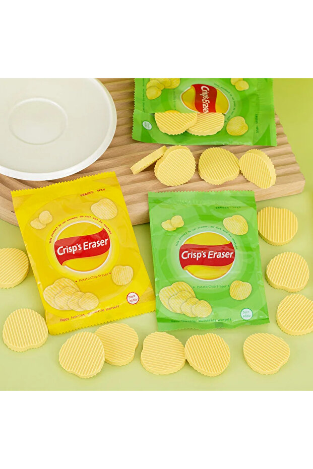 Randomly 1 set Potato Chip-Shaped Gum, Pencil-Cleaning Gum, Fun Exam Spelling Tool, School Stationer