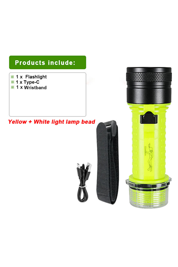 B-Two colors light Built-in 5000mAh Rechargeable Flashlights Diving Lantern Professional IPX8 Waterp
