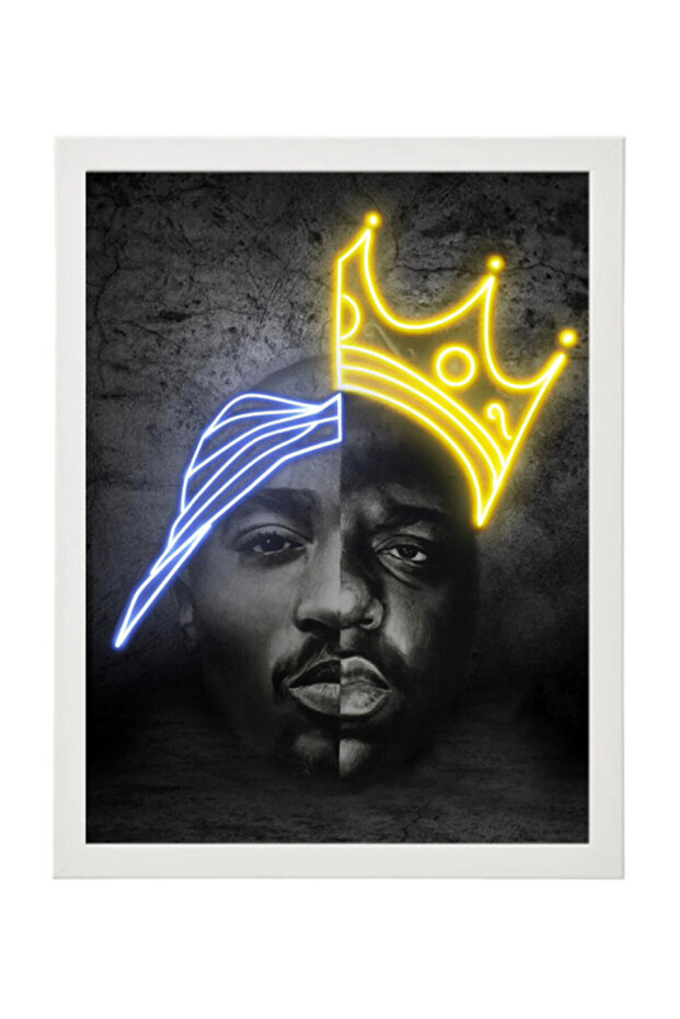 Tupac & The Notorious B.I.G. Printed Neon Poster with Frame 30x40cm