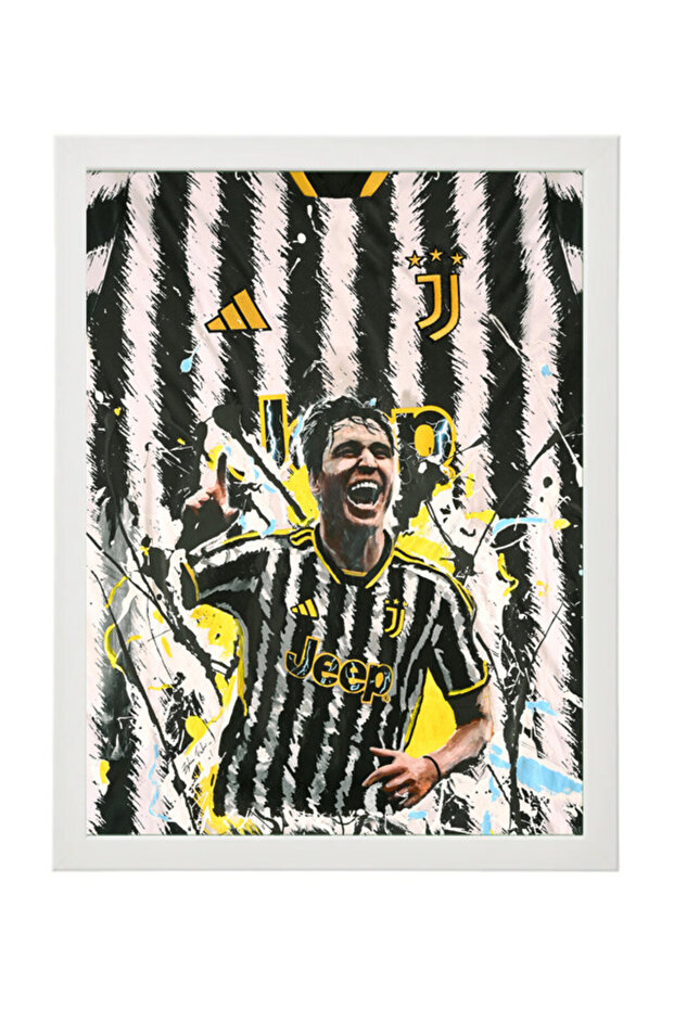 Federico Chiesa Juventus Jersey Art Poster with Frame 30x40cm