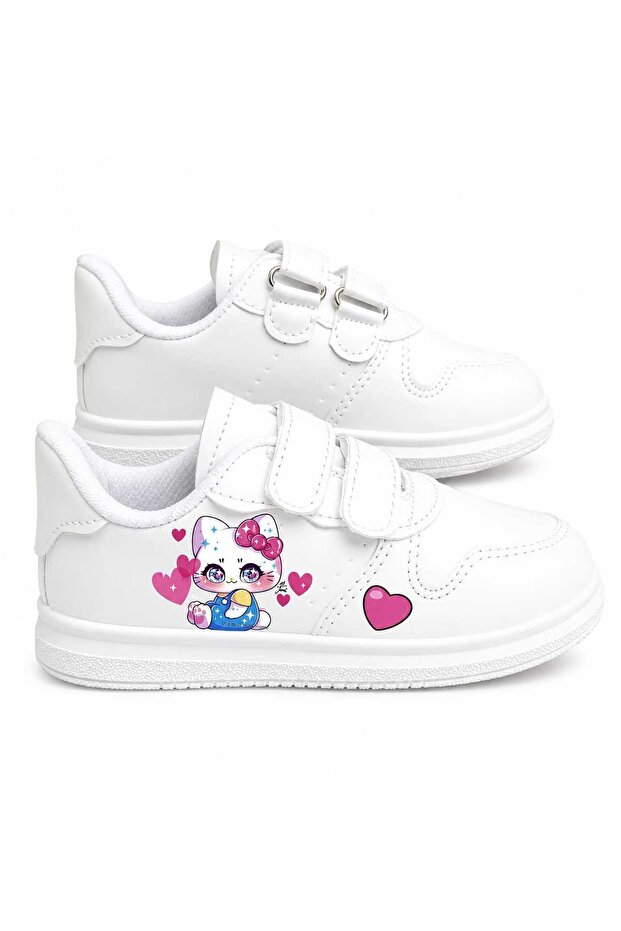 Upset Blue Pantalon Printed White Band Children's Sneakers