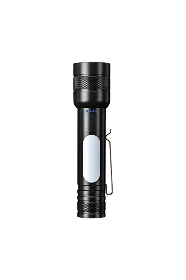Rechargeable LED Flashlight OMFL2737 | Zoomable 2000 Lumens, 3 Lighting Modes + Side Light