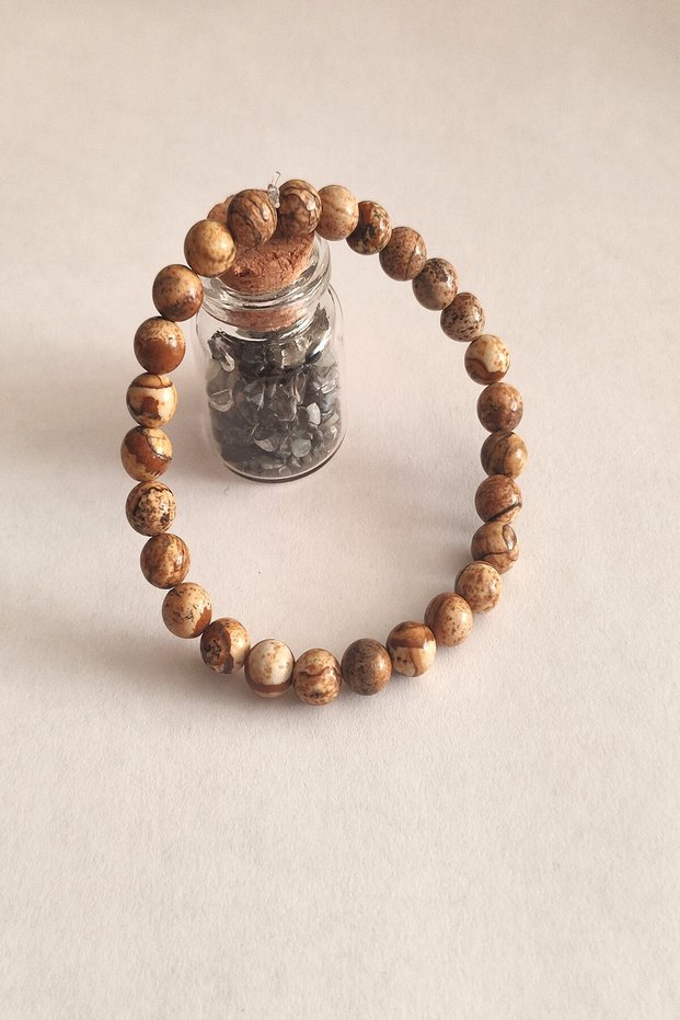 Certified 6 mm Wood Jasper Natural Stone Bracelet