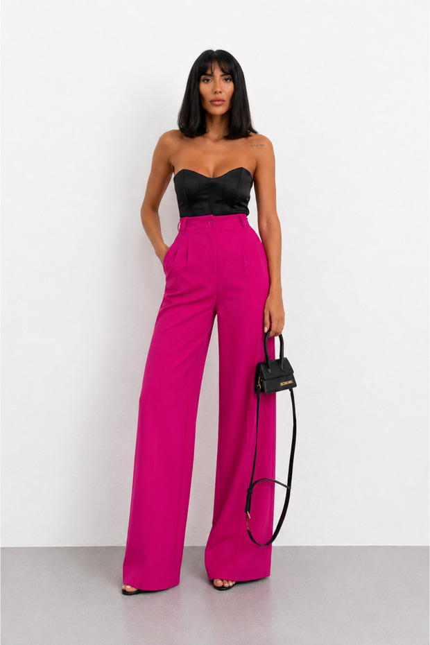 Wide-Let Pants with Elastic at the Waist