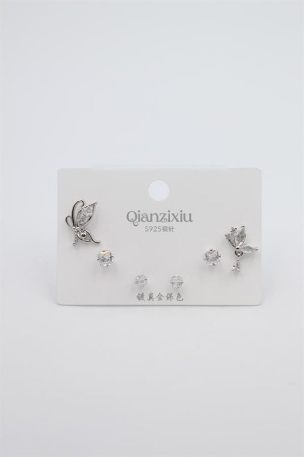 Glb-Stl41414 Multiple Set Earrings - Silver