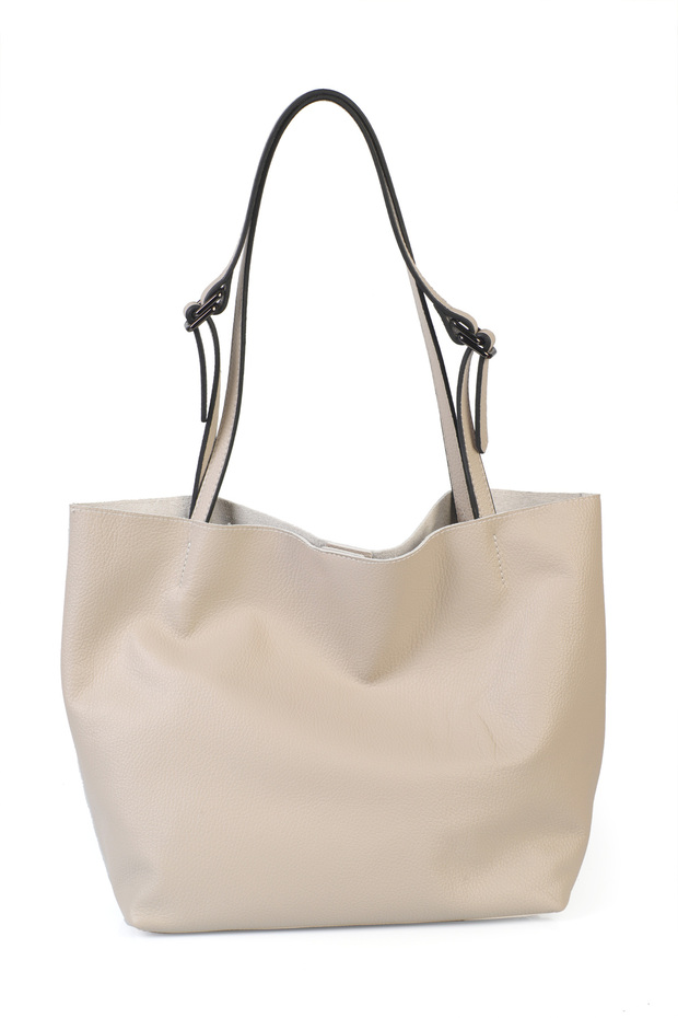 Genuine Leather Double Handle Wide Women's Shoulder Bag YC012035DRL