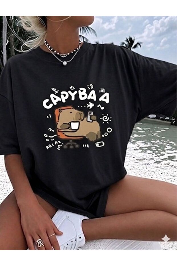 Cute Capy Bara Printed Unisex T-Shirt Suitable for Daily Use