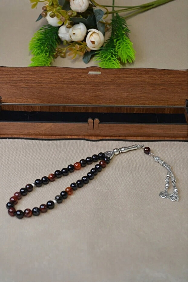 Agate Stone 33 Men's Rosary - Natural Stone, Special Wooden Box