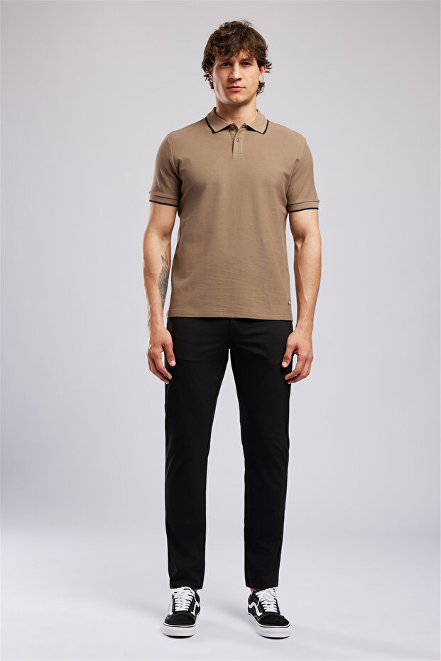 Brat Men's Regular Fit Basic Polo Neck T-Shirt Brown