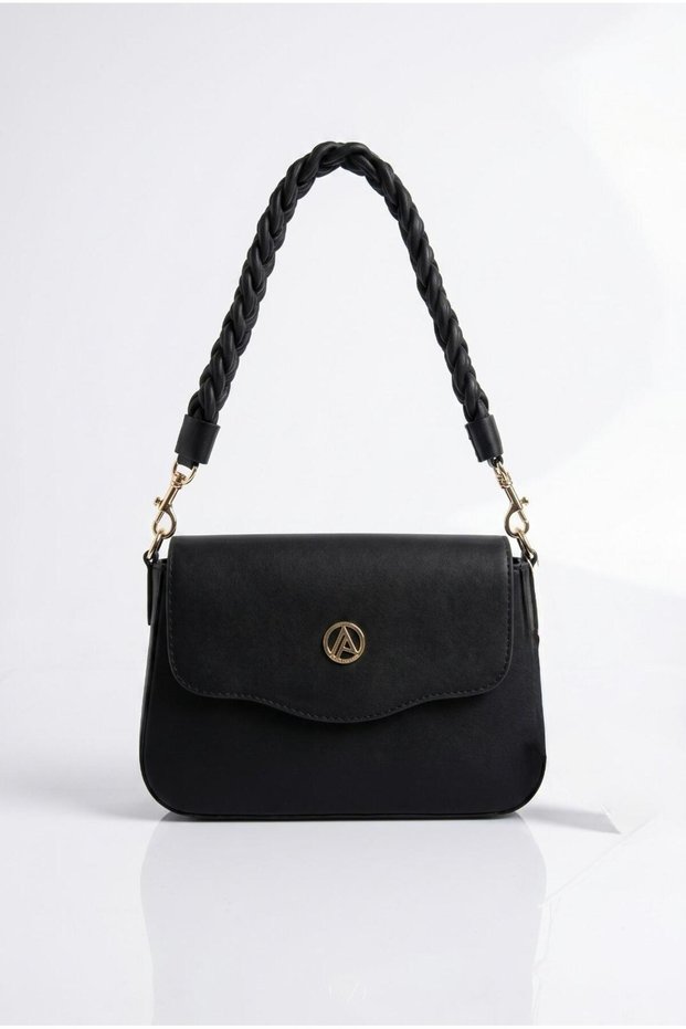 Knitted Detailed Cross Strap Women's Bag with Magnet Closure