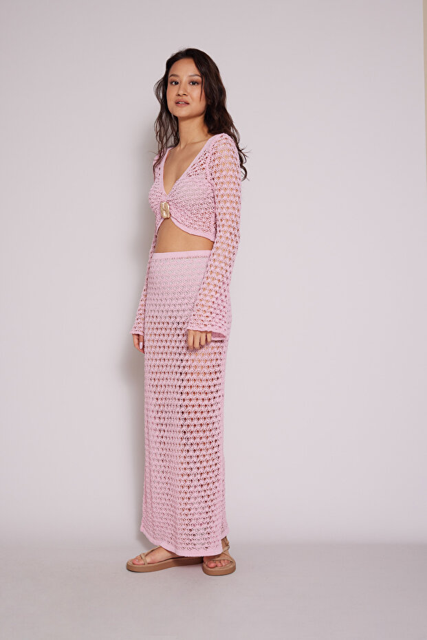 Tricot Set with Openwork Accessories Pink