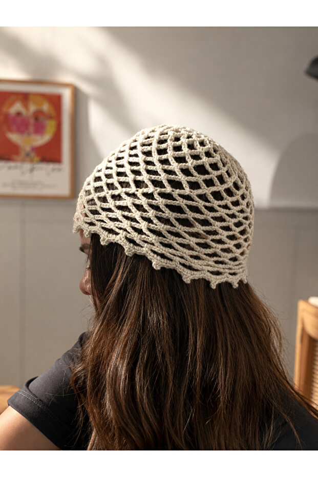 Women's Hand-Knitted Mesh Beanie – Bohemian Summer Hair Cap