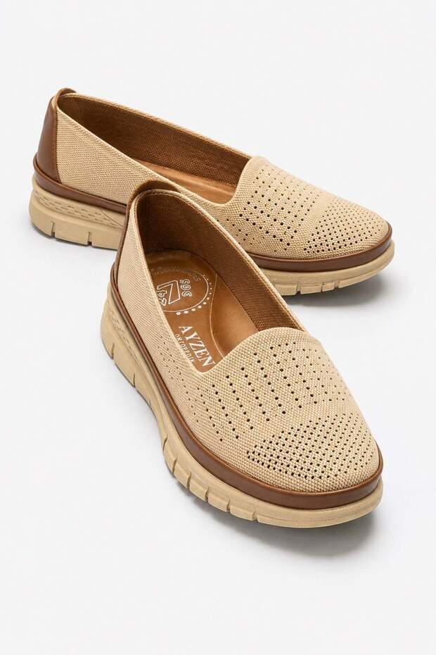 Simple Studded Poly Women's Casual Shoes Beige Denim