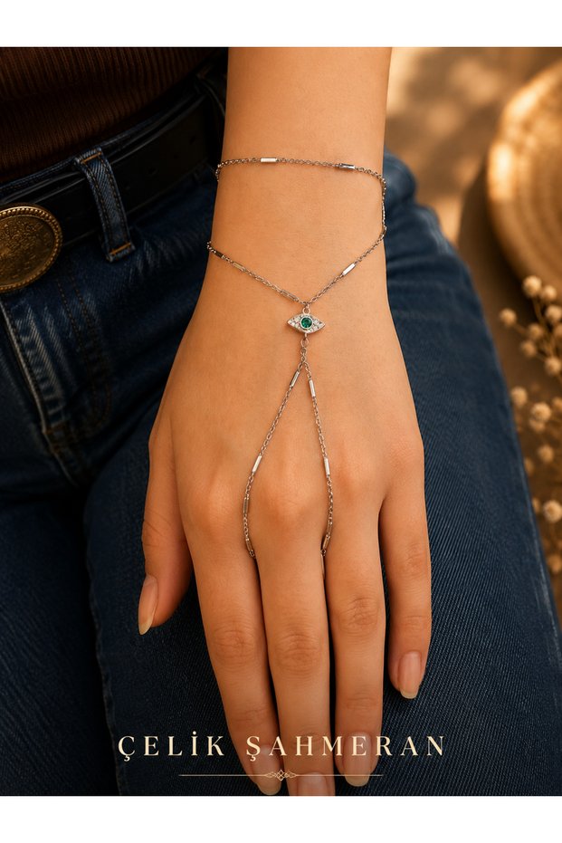White Color Steel Zircon Stone Minimal Evil Eye Women's Shahmeran