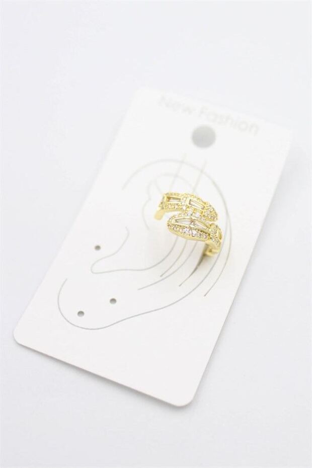 Stoned Cartilage Earrings - Gold