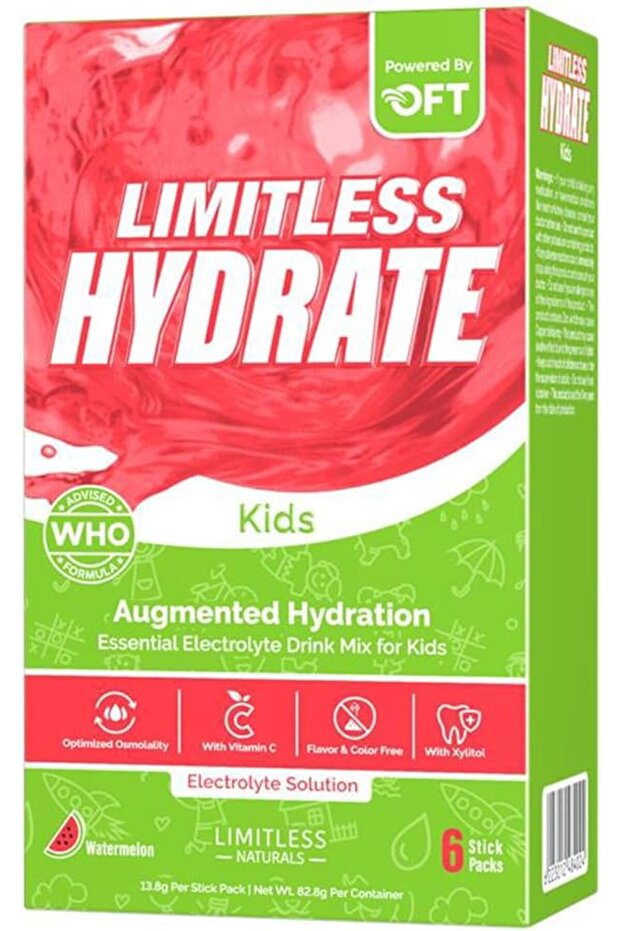 Hydrate Kids – 6 Sticks – Oral Electrolyte Solution with Xylitol – Watermelon Flavor – For Children Aged 1+