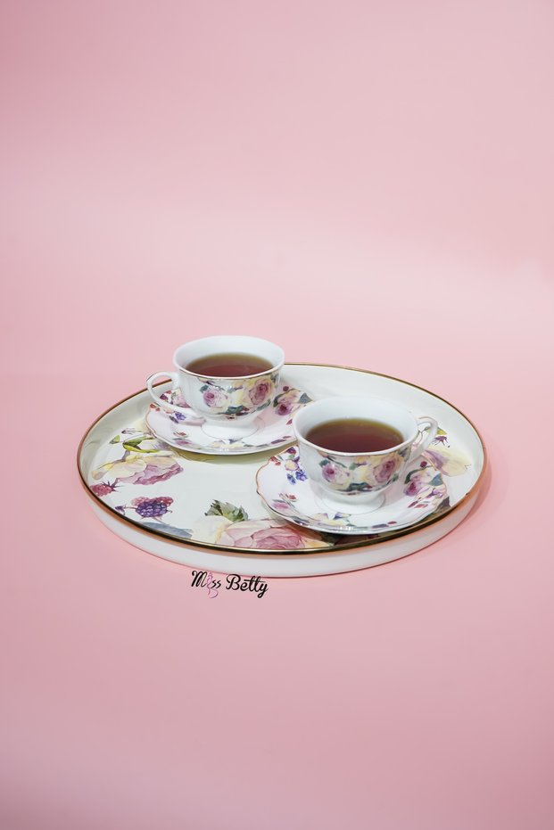 Rose Deluxe Enamel Tea Tray Decorative Vintage Serving Tray