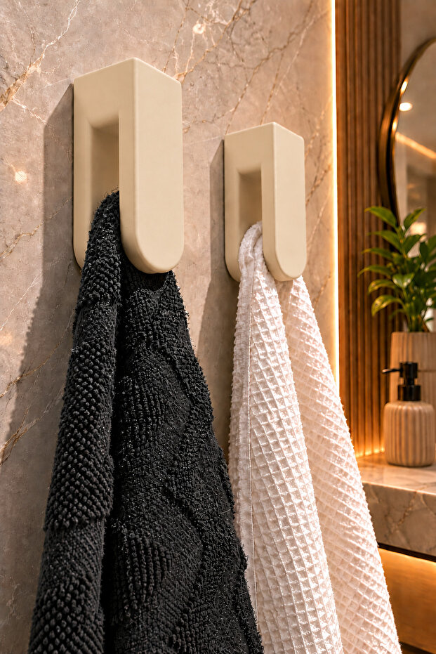 2-Piece Towel Rack | Wall Mounted Bathroom Towel Holder Without Drilling | Modern Minimal Towel Rack | Set of 2