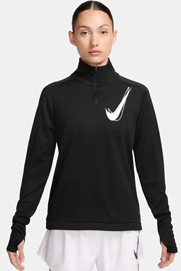 Dri-Fit Swoosh Hz Mid Women's Black Quarter-Zip Training Top