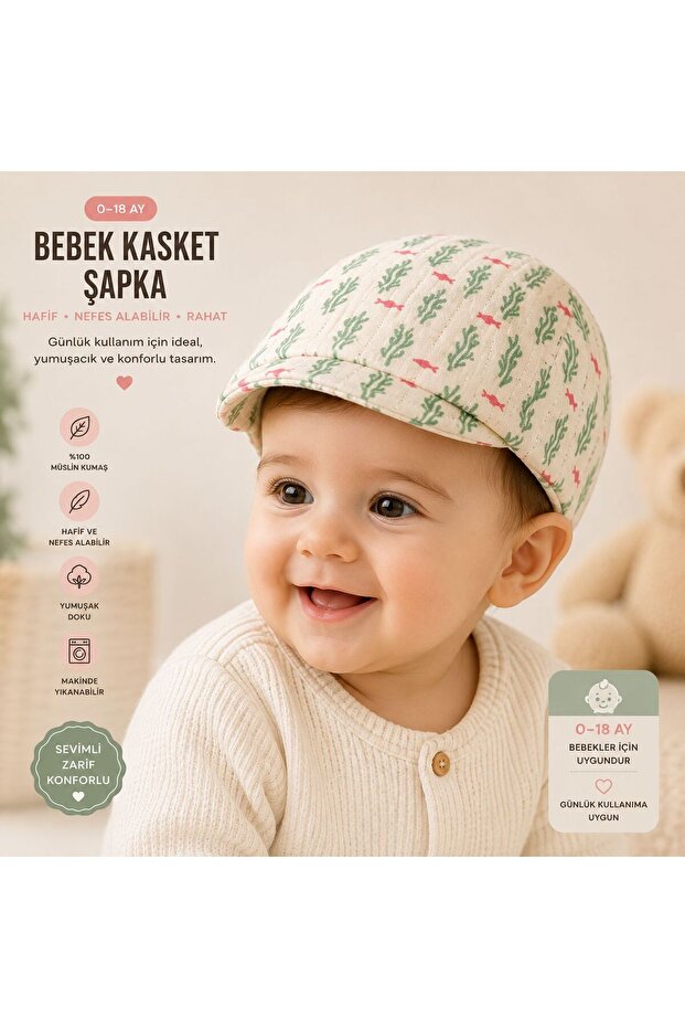 100% Linen Baby Hat (0-18 Months) (Size 43-46 cm)(Unisex)