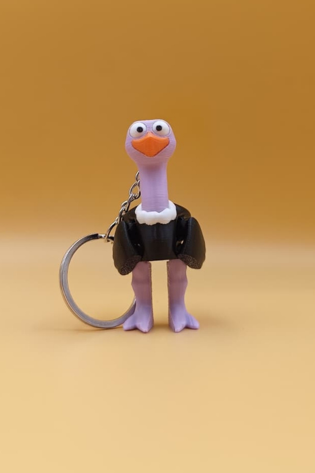 Keychain with Movable Ostrich Figure - Movable Keychain Bag Ornament Charm