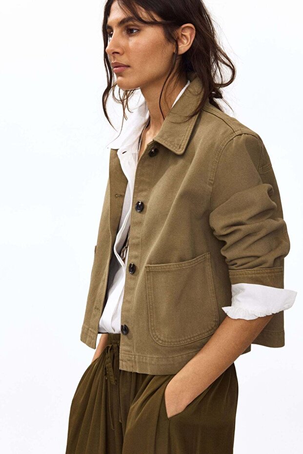Cotton twill shacket
