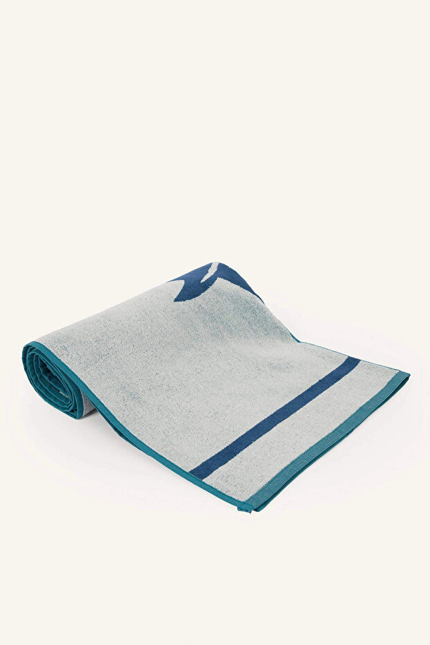 W8346Azgn206 Green Gray Blue Printed Cotton Beach Towel